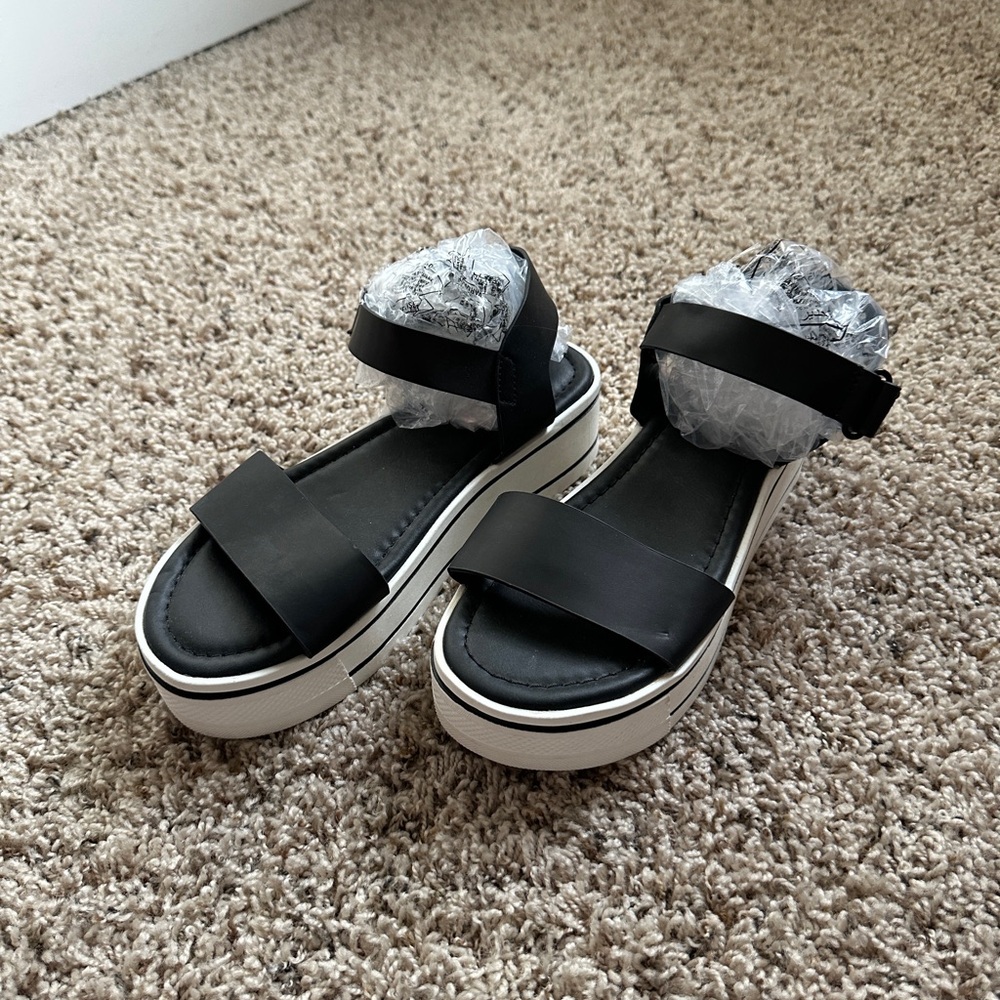 MIA Espadrille Platform Sandals Black & White Women’s Size 6.5 NWOT